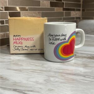 Avon Ceramic Mug with Rainbow Heart Design